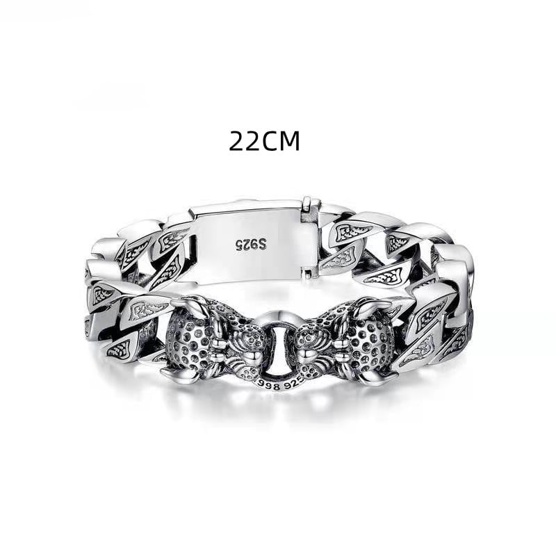 Bracelet homme tête de léopard avec motif tribal métallique - Hekkan