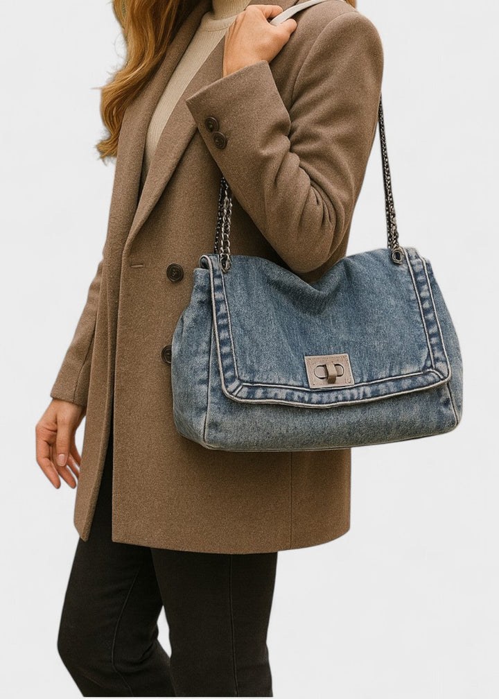 Sac à chaîne métallique de style urbain en denim - Briseida