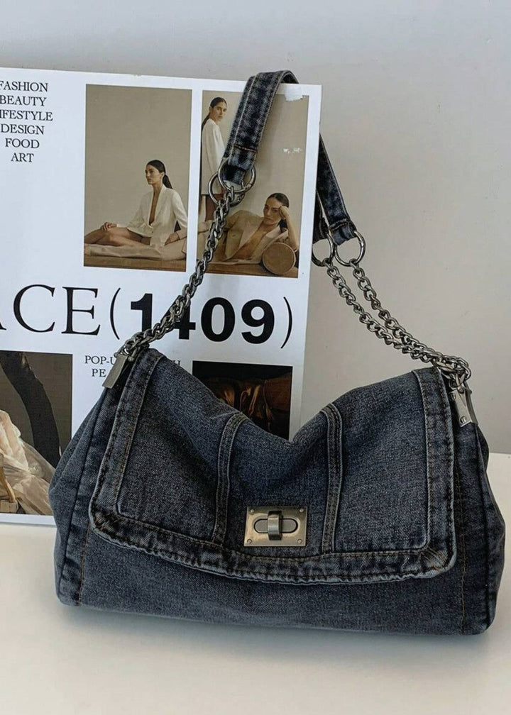 Sac à chaîne métallique de style urbain en denim - Briseida