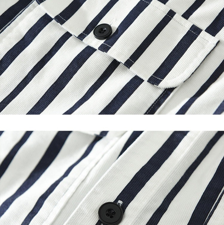 Chemise en coton rayé de style décontracté pour hommes - Damien
