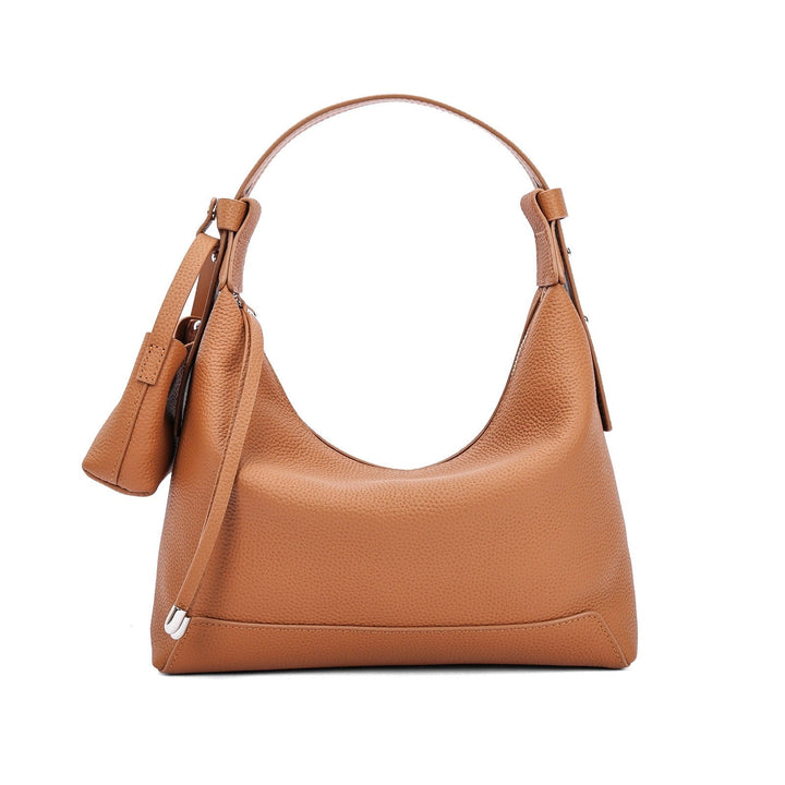 Sac à bandoulière en cuir véritable pour femme au design structuré - Ivonne