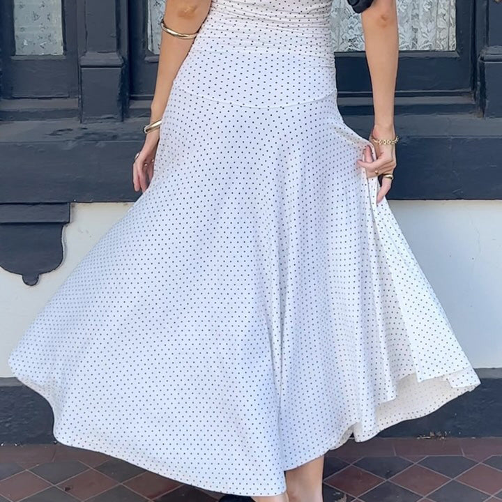 Robe longue à encolure croisée pour femme avec imprimé à pois - Helena