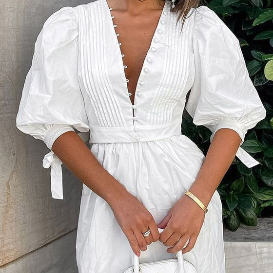 Robe courte pour femme avec boutons décoratifs - Mirella
