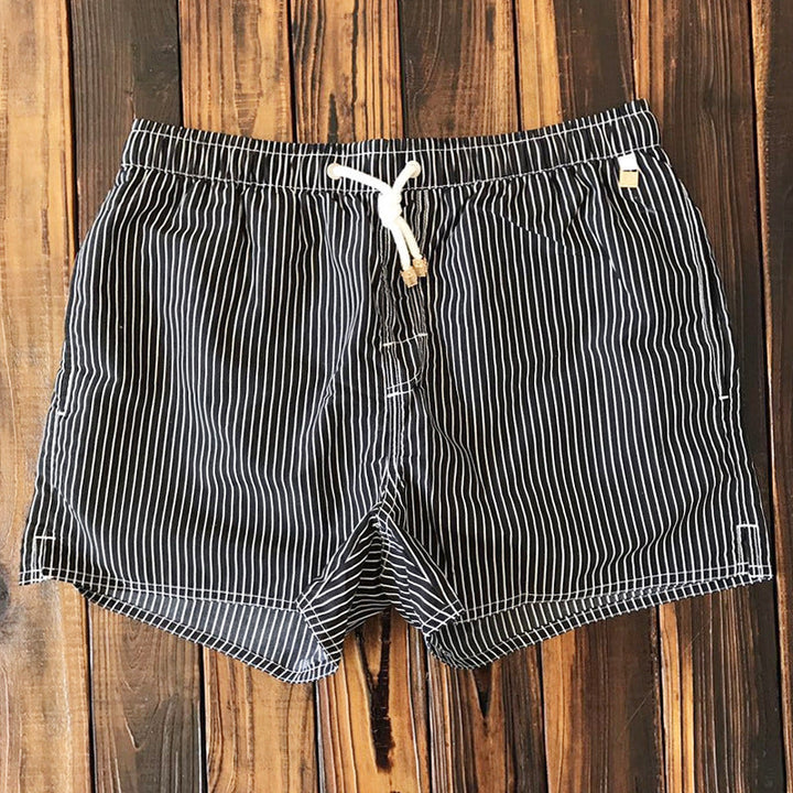 Maillot de bain homme court à rayures verticales bleu et blanc - Oceanix
