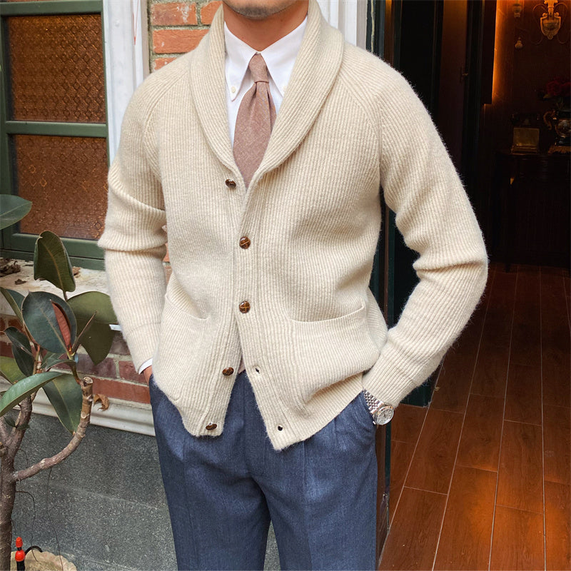 Gilet tricoté élégant pour hommes avec revers classique - Davide