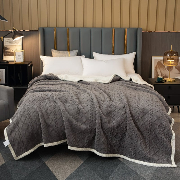 Couverture thermique double couche avec effet laine douce