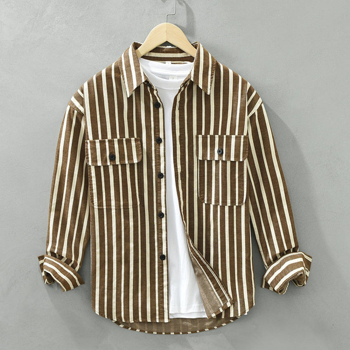 Chemise en coton rayé de style décontracté pour hommes - Damien