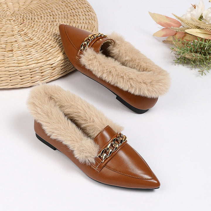 Mocassins fins à bout pointu pour femmes avec doublure - Ameline