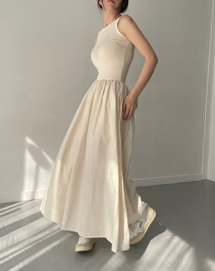 Robe longue élégante sans manches noire - Marie