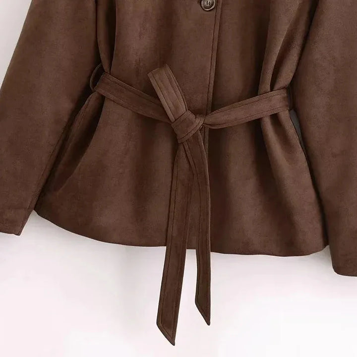 Veste en daim pour femme avec ceinture - Avelise