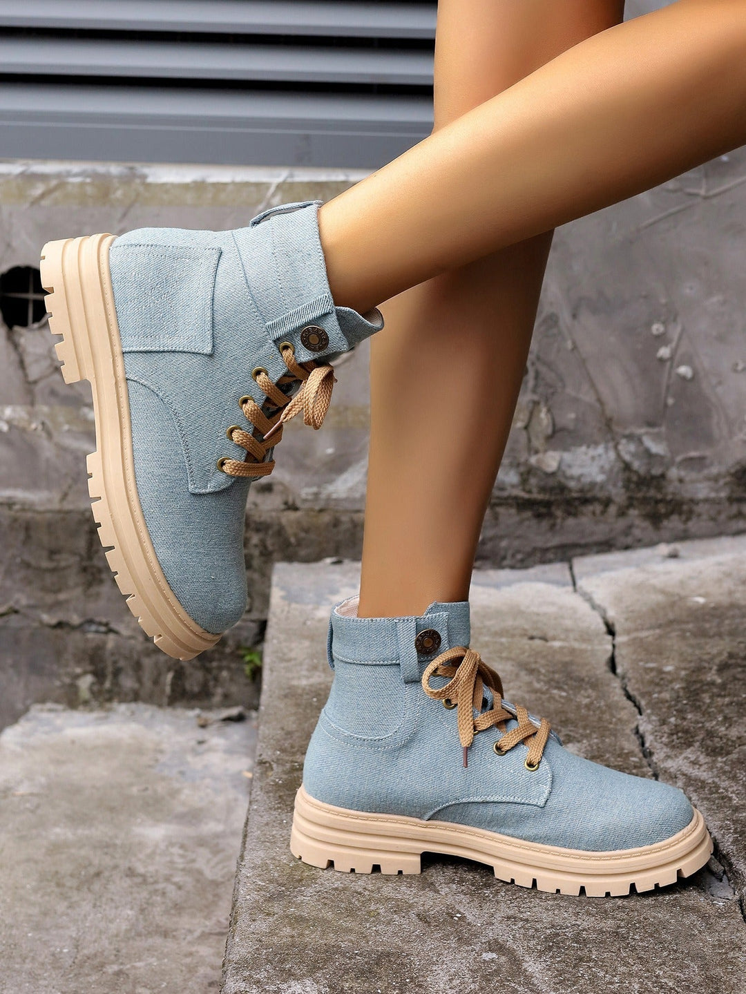 Bottines décontractées en toile texturée de style urbain pour femmes - Martina