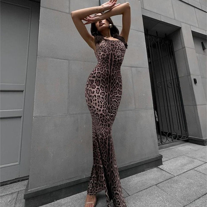 Robe longue à imprimé animalier pour femme, style ajusté - Fabiana