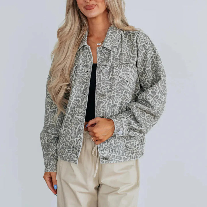 Veste en jean à imprimé animalier pour femme - Livaine