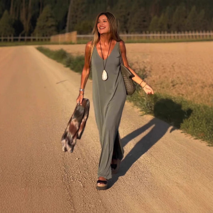 Robe longue à bretelles fluides pour femmes, style décontracté - Celina