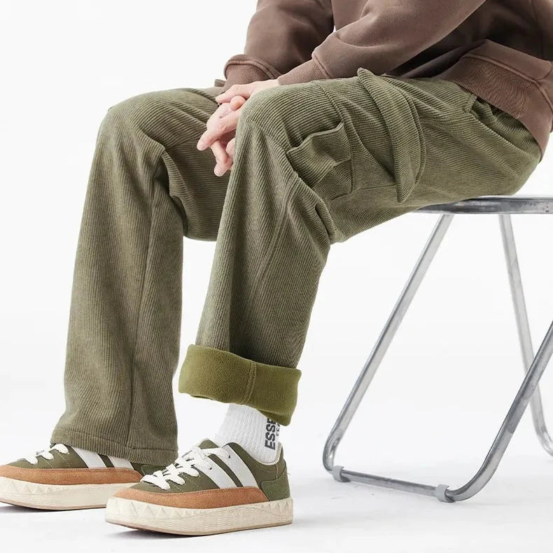 Pantalon en velours côtelé pour homme avec doublure en polaire - Auren