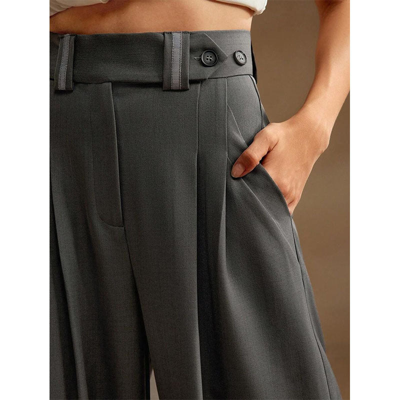 Pantalon taille haute à coupe large pour femme - Navine