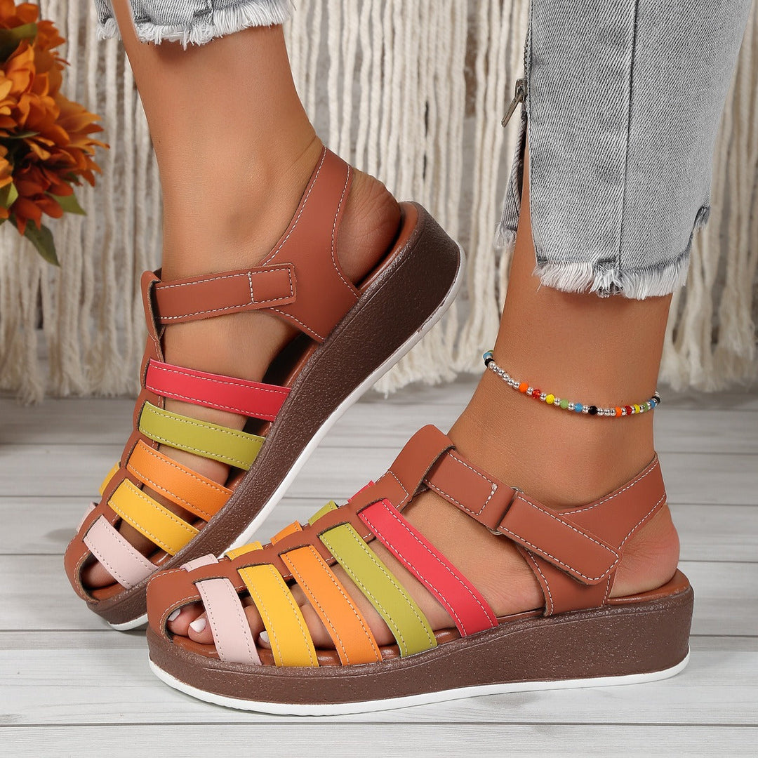 Sandales féminines décontractées multicolores à brides croisées et semelle confortable - Nayeli