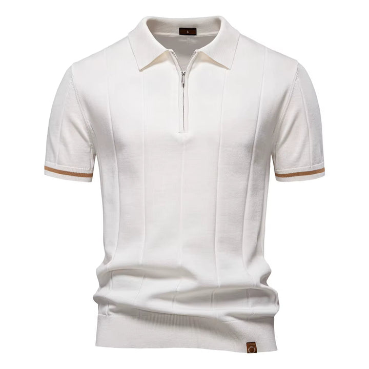 Polo sportif hommes manches courtes zip blanc élégant - Leandro