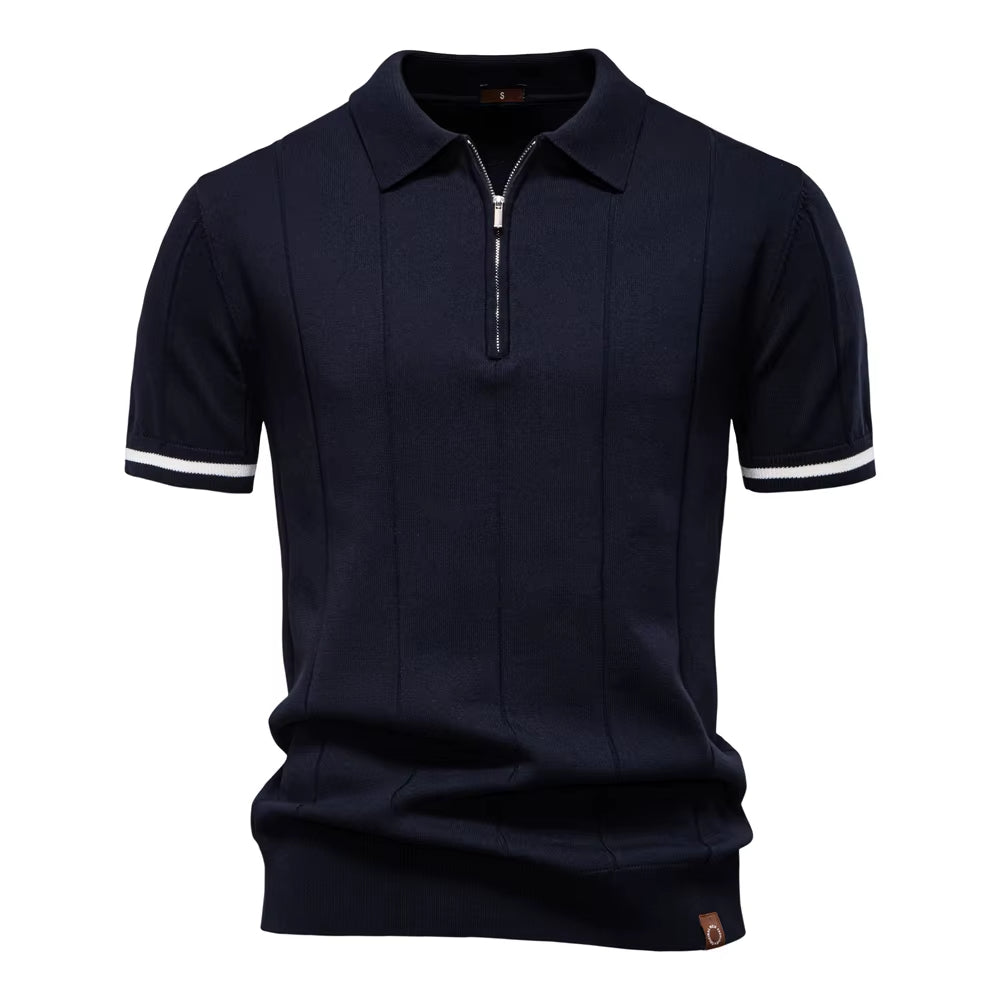 Polo sportif hommes manches courtes zip blanc élégant - Leandro