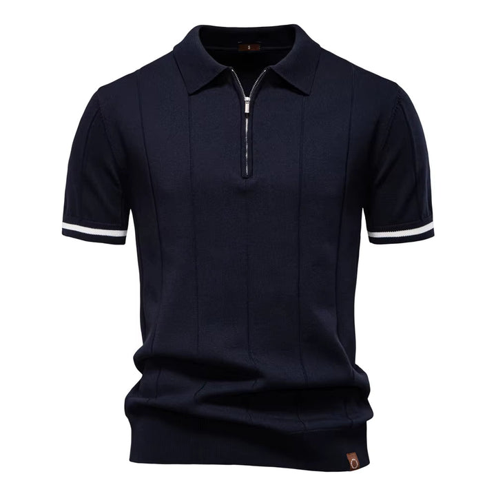 Polo sportif hommes manches courtes zip blanc élégant - Leandro