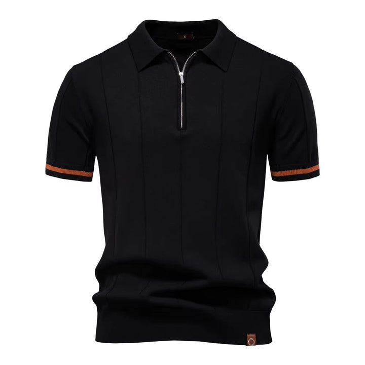 Polo sportif hommes manches courtes zip blanc élégant - Leandro