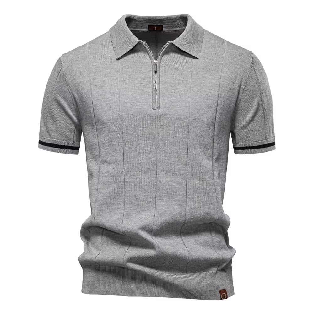 Polo sportif hommes manches courtes zip blanc élégant - Leandro