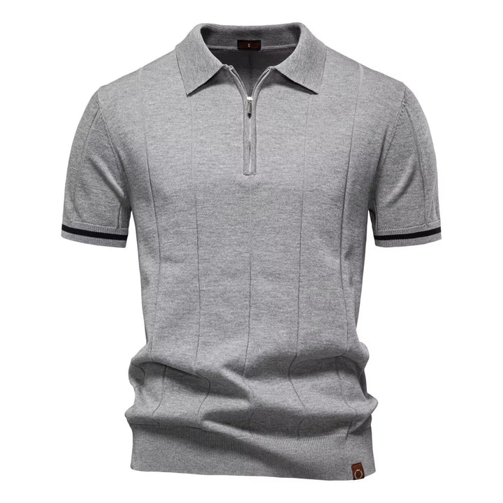 Polo sportif hommes manches courtes zip blanc élégant - Leandro