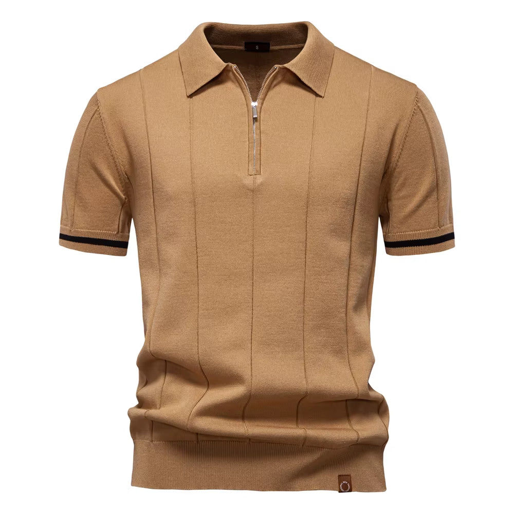 Polo sportif hommes manches courtes zip blanc élégant - Leandro