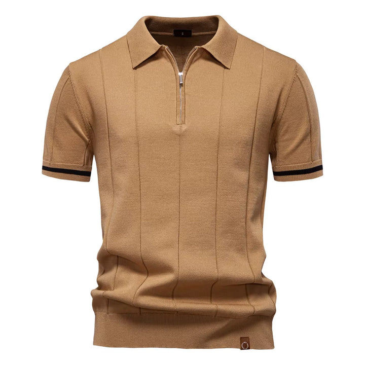 Polo sportif hommes manches courtes zip blanc élégant - Leandro