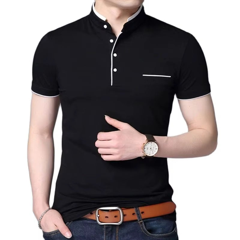 Polo homme à boutons contrastés en noir élégant - Dante