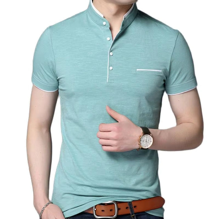 Polo homme à boutons contrastés en noir élégant - Dante