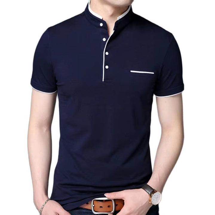 Polo homme à boutons contrastés en noir élégant - Dante