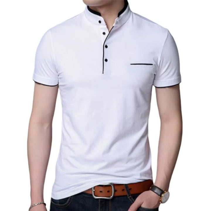 Polo homme à boutons contrastés en noir élégant - Dante