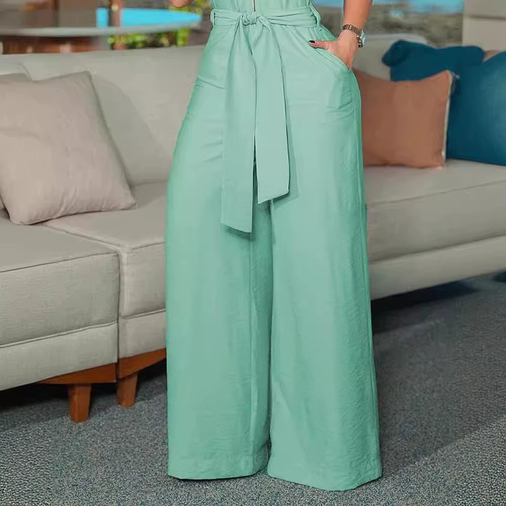 Combinaison sans manches vert menthe avec ceinture - Valeria