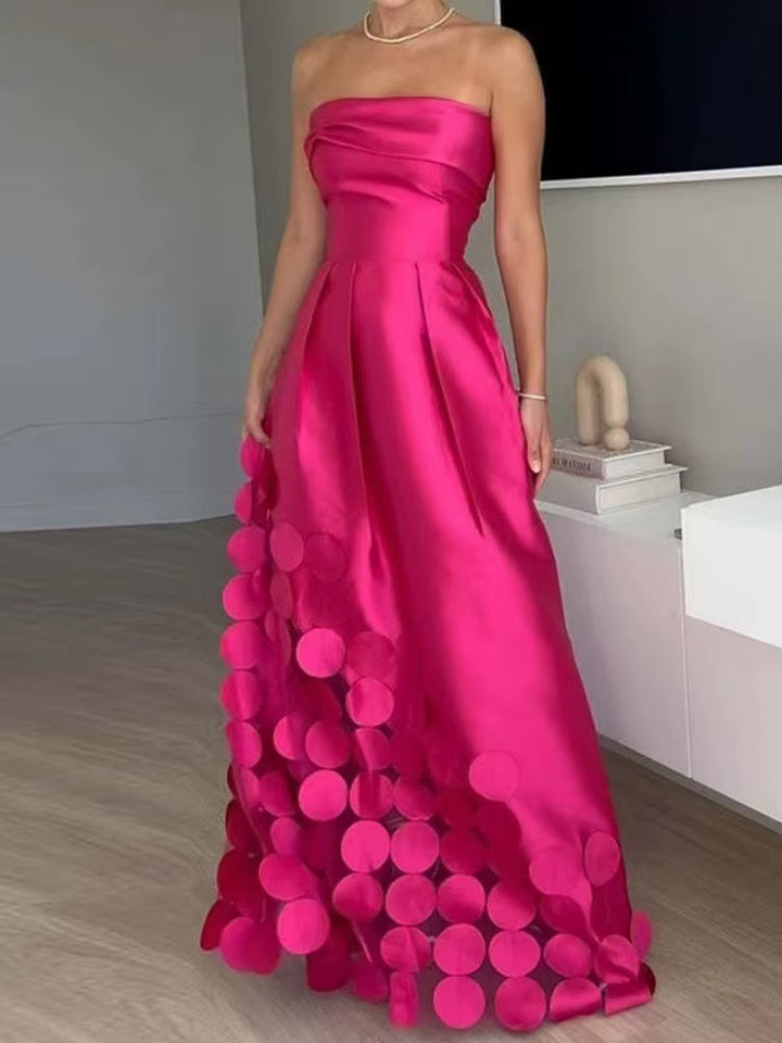 Robe longue bustier en satin ajouré - Valentina