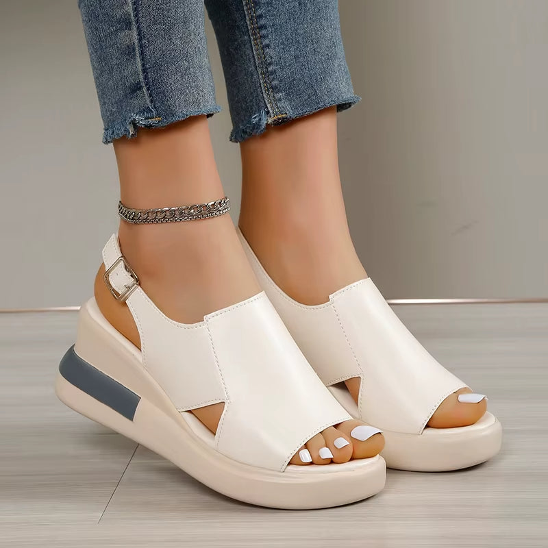 Sandales à plateforme en synthétique pour femmes, à bout ouvert - Renata