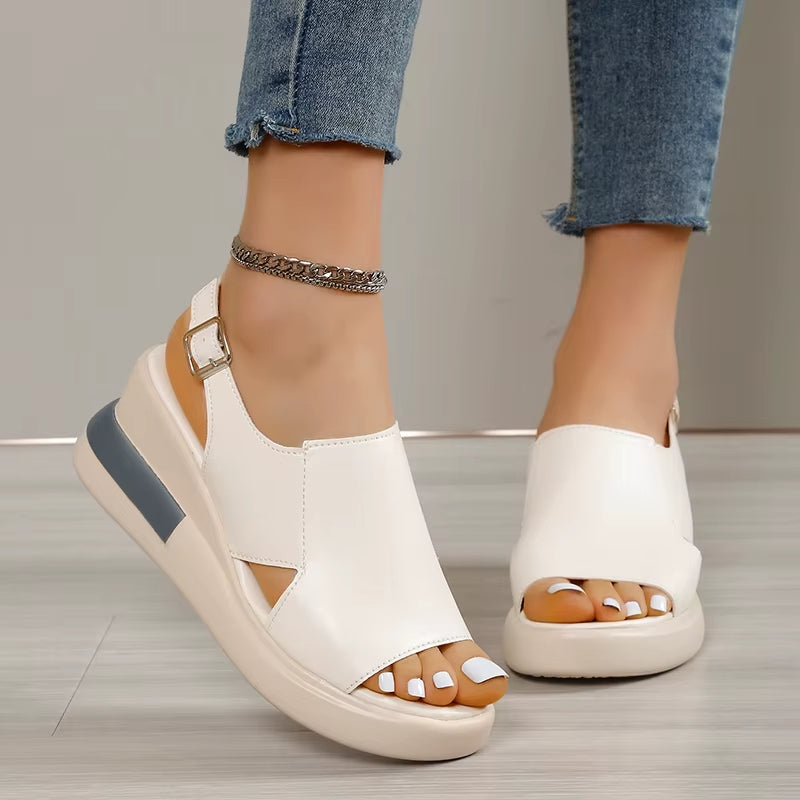 Sandales à plateforme en synthétique pour femmes, à bout ouvert - Renata