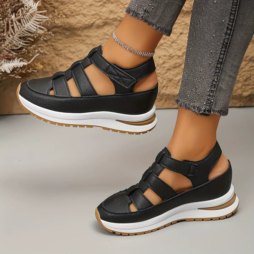 Sandales à plateforme en cuir synthétique rembourré pour femmes - Julieta