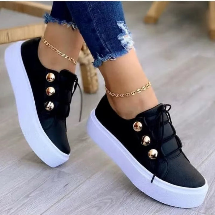 Baskets compensées pour femmes avec finition brillante et détails métalliques - Alma
