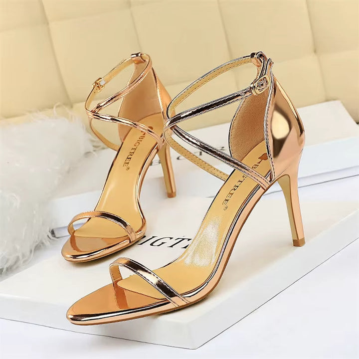 Sandales croisées à talons brillants pour femmes - Miranda