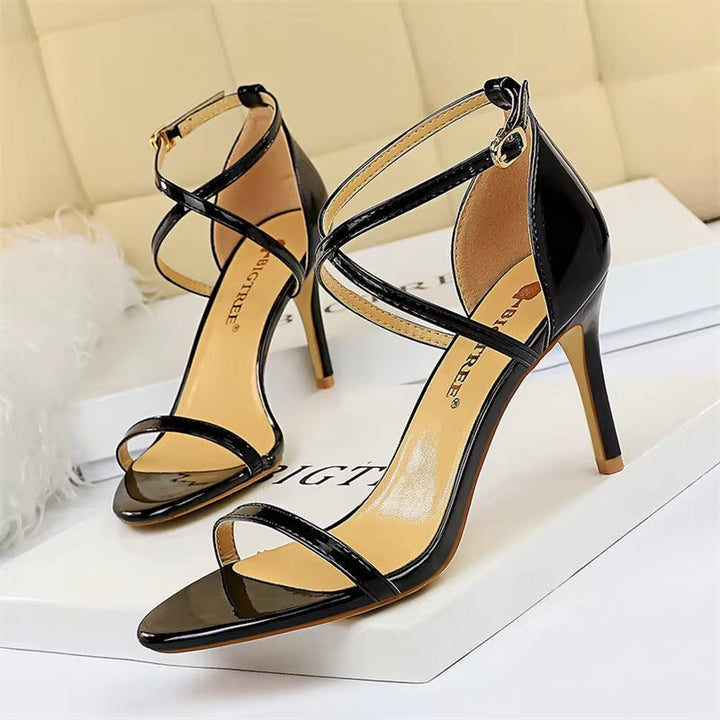 Sandales croisées à talons brillants pour femmes - Miranda
