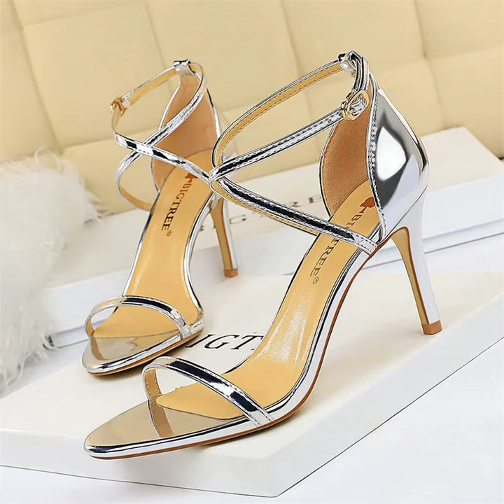 Sandales croisées à talons brillants pour femmes - Miranda