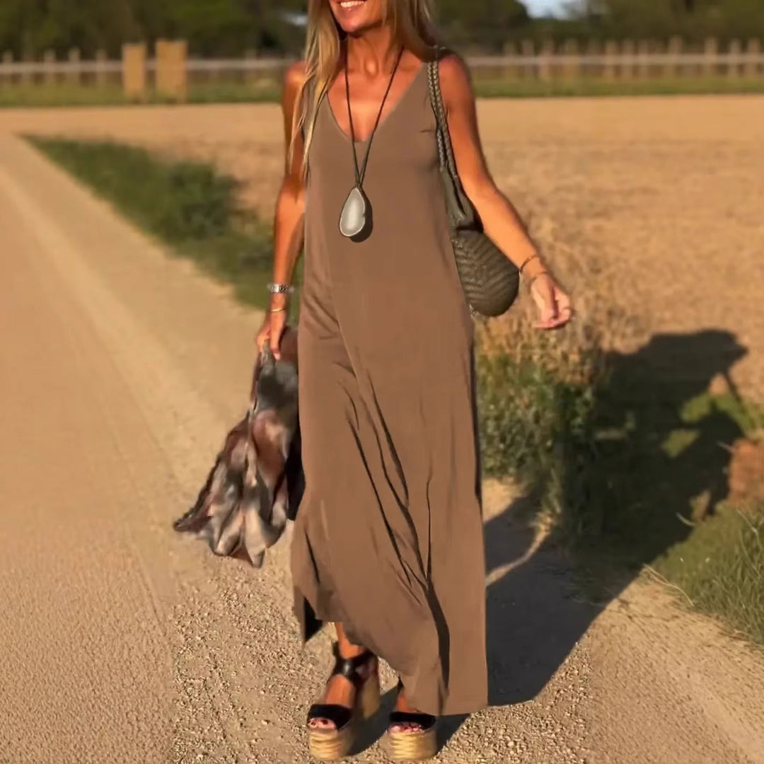 Robe longue à bretelles fluides pour femmes, style décontracté - Celina