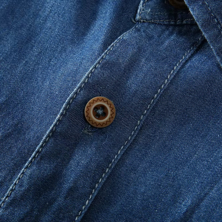 Chemise en denim pour hommes, manches courtes, coton bleu - Denver