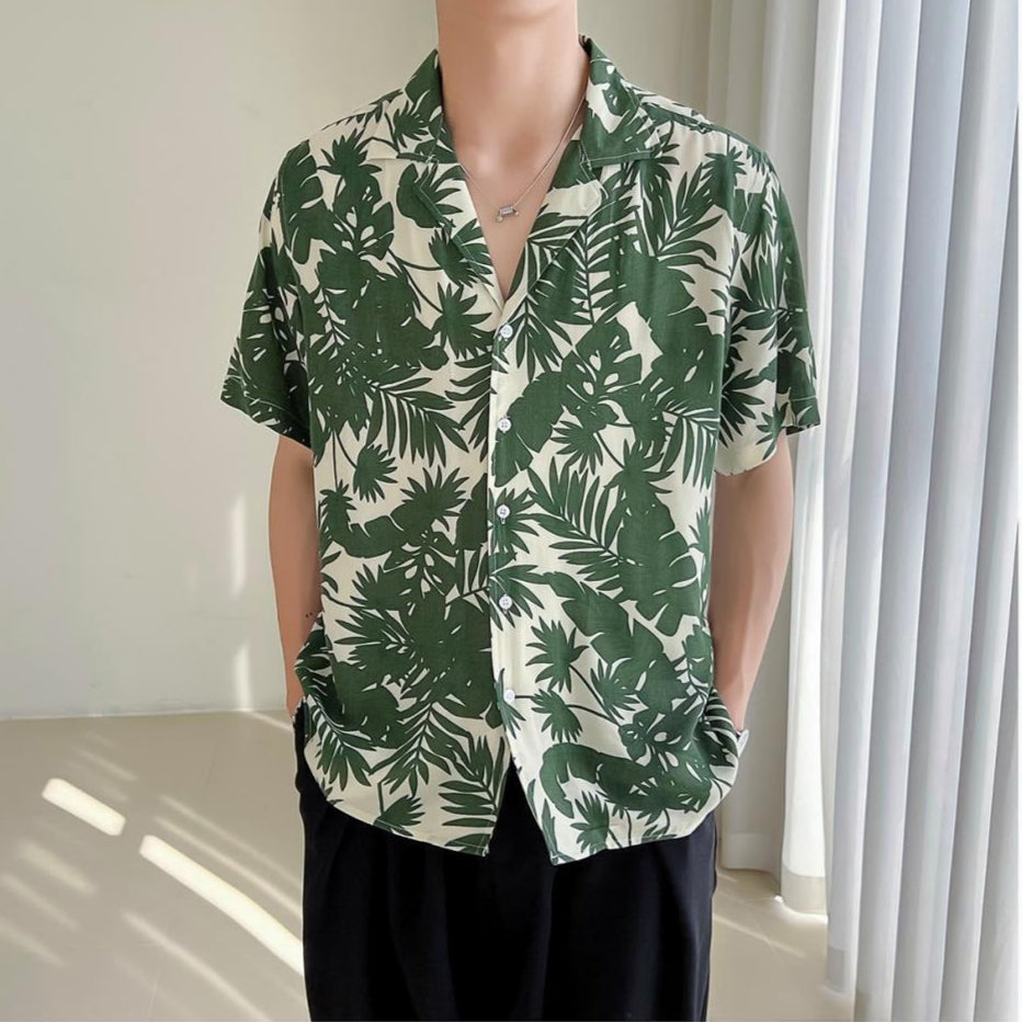Chemise homme en viscose à imprimé tropical, coupe ample - Julian