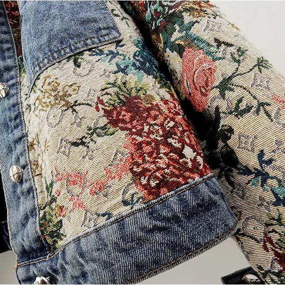 Totêm - Veste en jean à fleurs