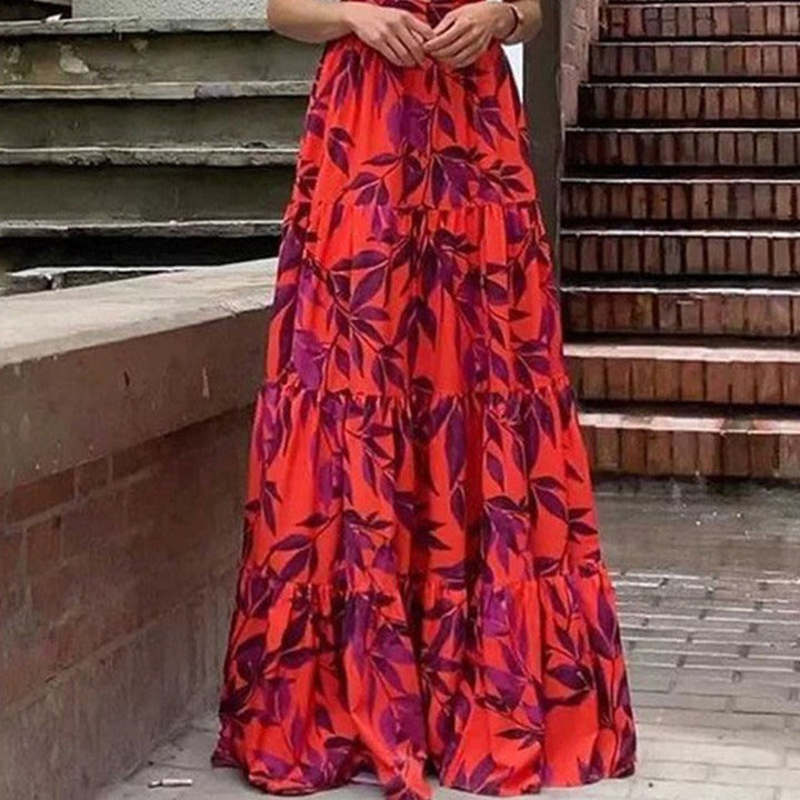 Robe longue femme à imprimé floral et dos ouvert - Mariluz