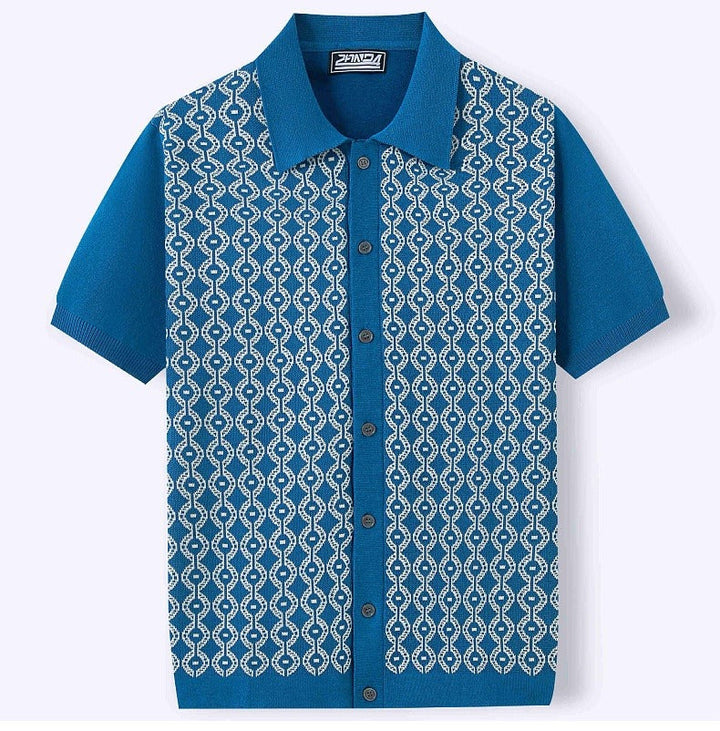 Polo homme en jacquard tissé à motifs géométriques - Esteban