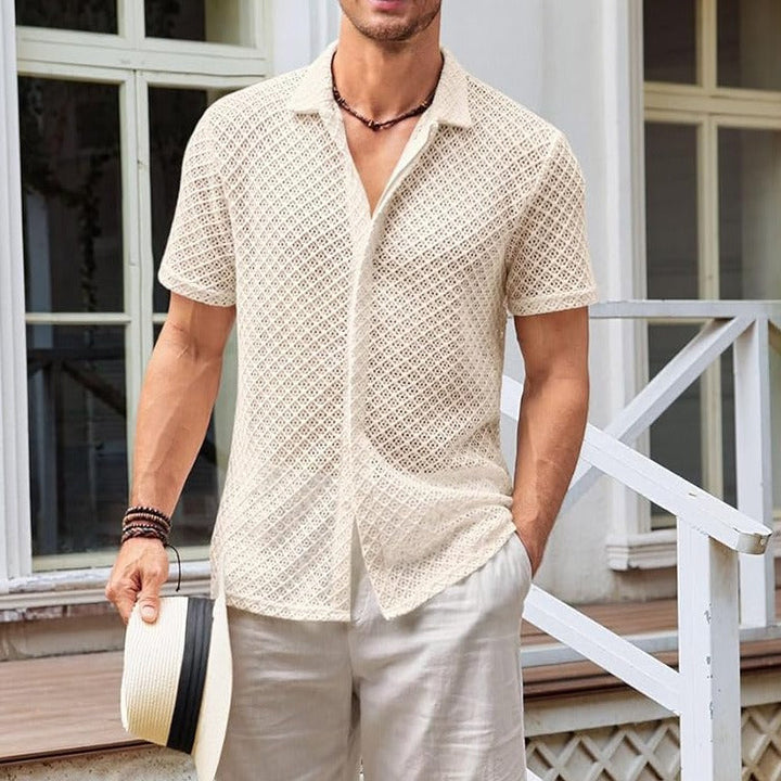 Chemise homme en tissu ajouré à manches courtes dans un style estival - Marco