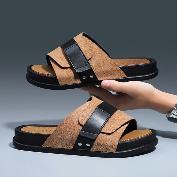 Sandales en cuir synthétique pour hommes, design croisé et confortable - Mateo
